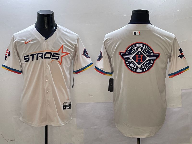 Men Houston Astros Blank Cream Fourth generation Joint Name 2025 Nike MLB Jersey style 41415